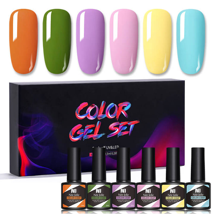 Gel Nail Polish Set 80 Colors, Soak Off UV Color Gel 6 Pcs