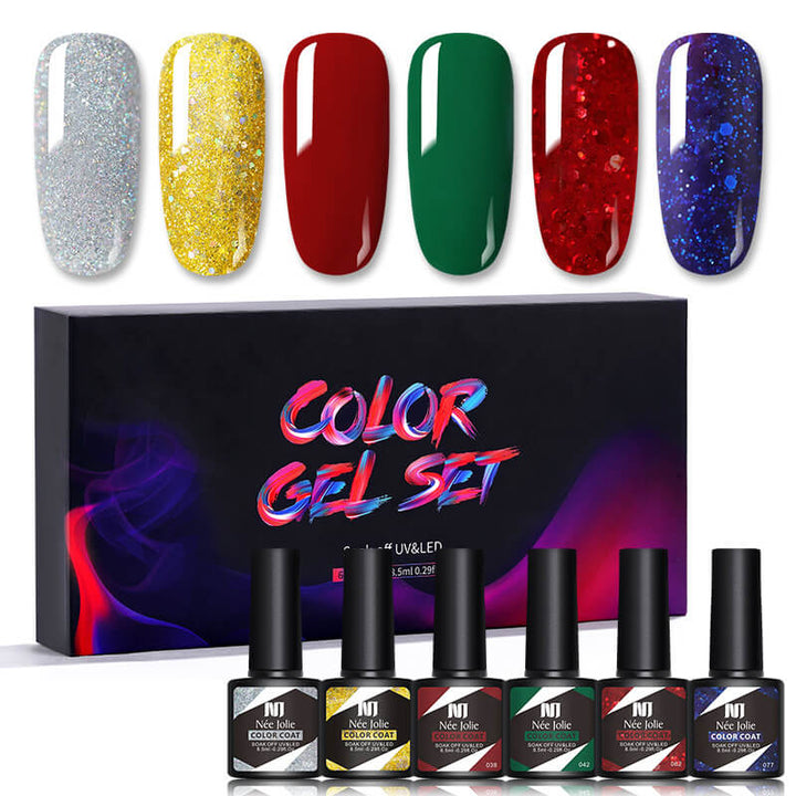 Gel Nail Polish Set 80 Colors, Soak Off UV Color Gel 6 Pcs