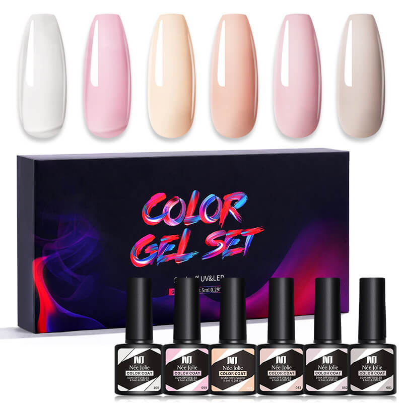 Gel Nail Polish Set 80 Colors, Soak Off UV Color Gel 6 Pcs
