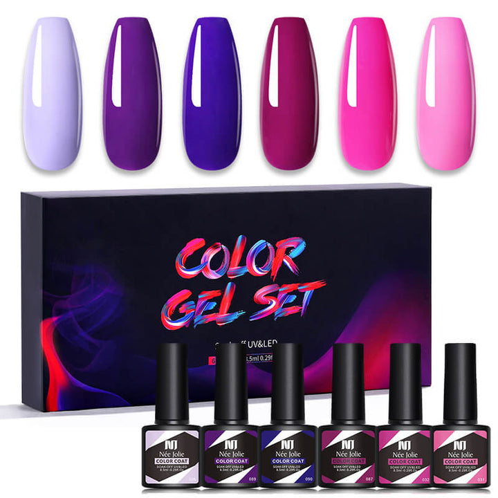 Gel Nail Polish Set 80 Colors, Soak Off UV Color Gel 6 Pcs
