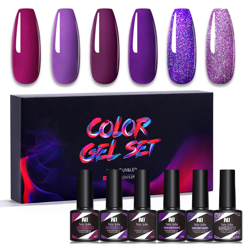 Gel Nail Polish Set 80 Colors, Soak Off UV Color Gel 6 Pcs