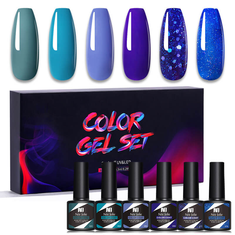 Gel Nail Polish Set 80 Colors, Soak Off UV Color Gel 6 Pcs