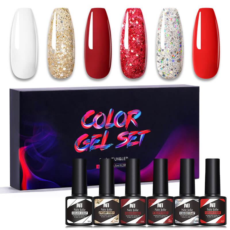 Gel Nail Polish Set 80 Colors, Soak Off UV Color Gel 6 Pcs