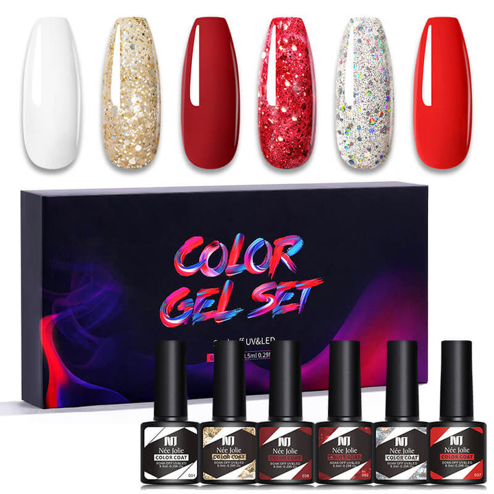 Gel Nail Polish Set 80 Colors, Soak Off UV Color Gel 6 Pcs