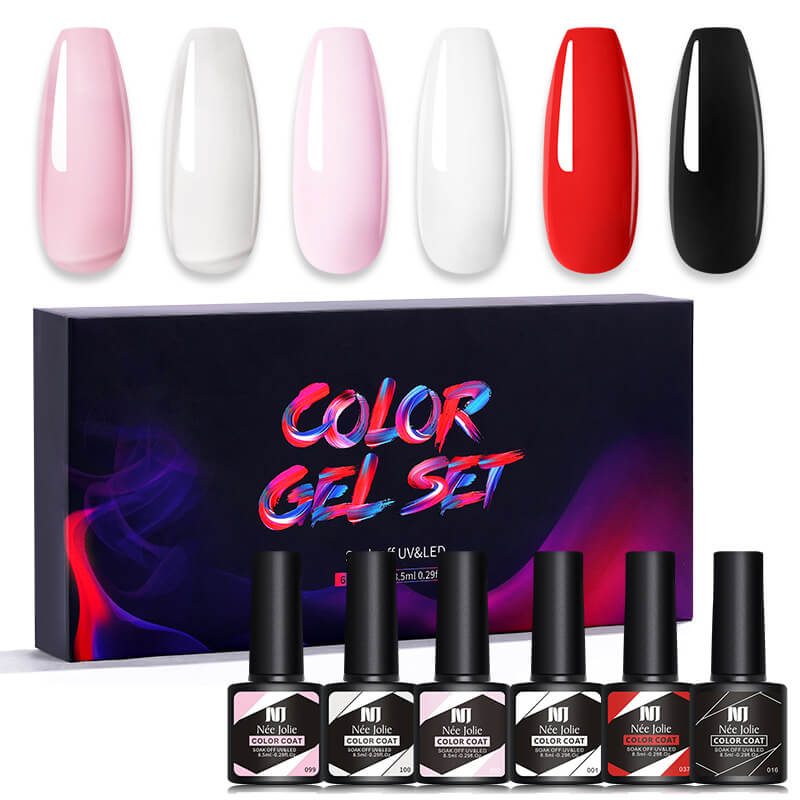Gel Nail Polish Set 80 Colors, Soak Off UV Color Gel 6 Pcs