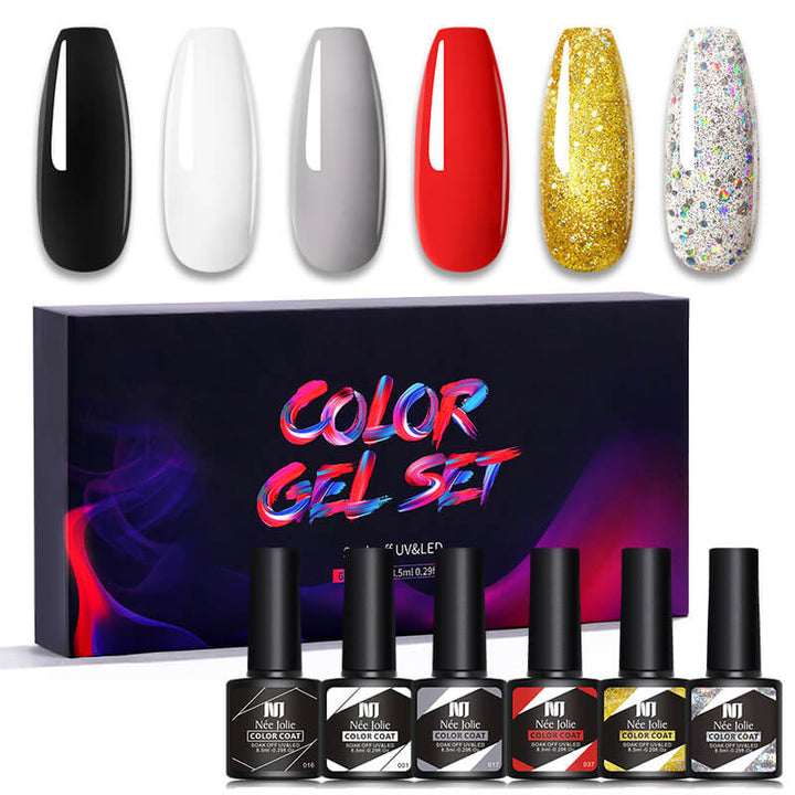 Gel Nail Polish Set 80 Colors, Soak Off UV Color Gel 6 Pcs