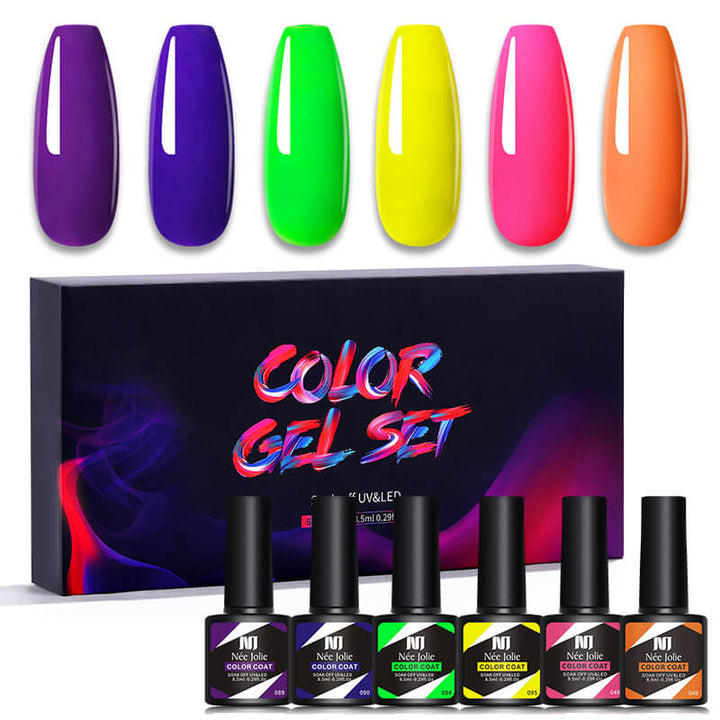 Gel Nail Polish Set 80 Colors, Soak Off UV Color Gel 6 Pcs