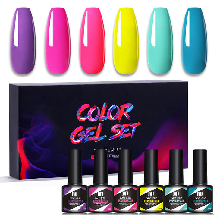 Gel Nail Polish Set 80 Colors, Soak Off UV Color Gel 6 Pcs