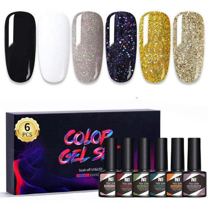 Gel Nail Polish Set 80 Colors, Soak Off UV Color Gel 6 Pcs