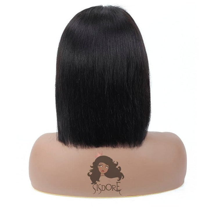 Short HD Lace Front Bob Wig Black Straight Human Hair