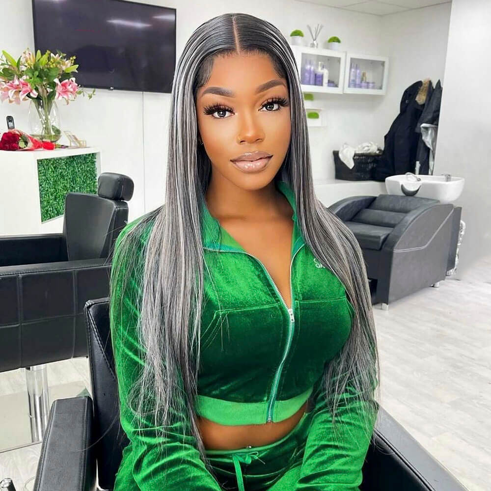 Black gray human hair wigs shop