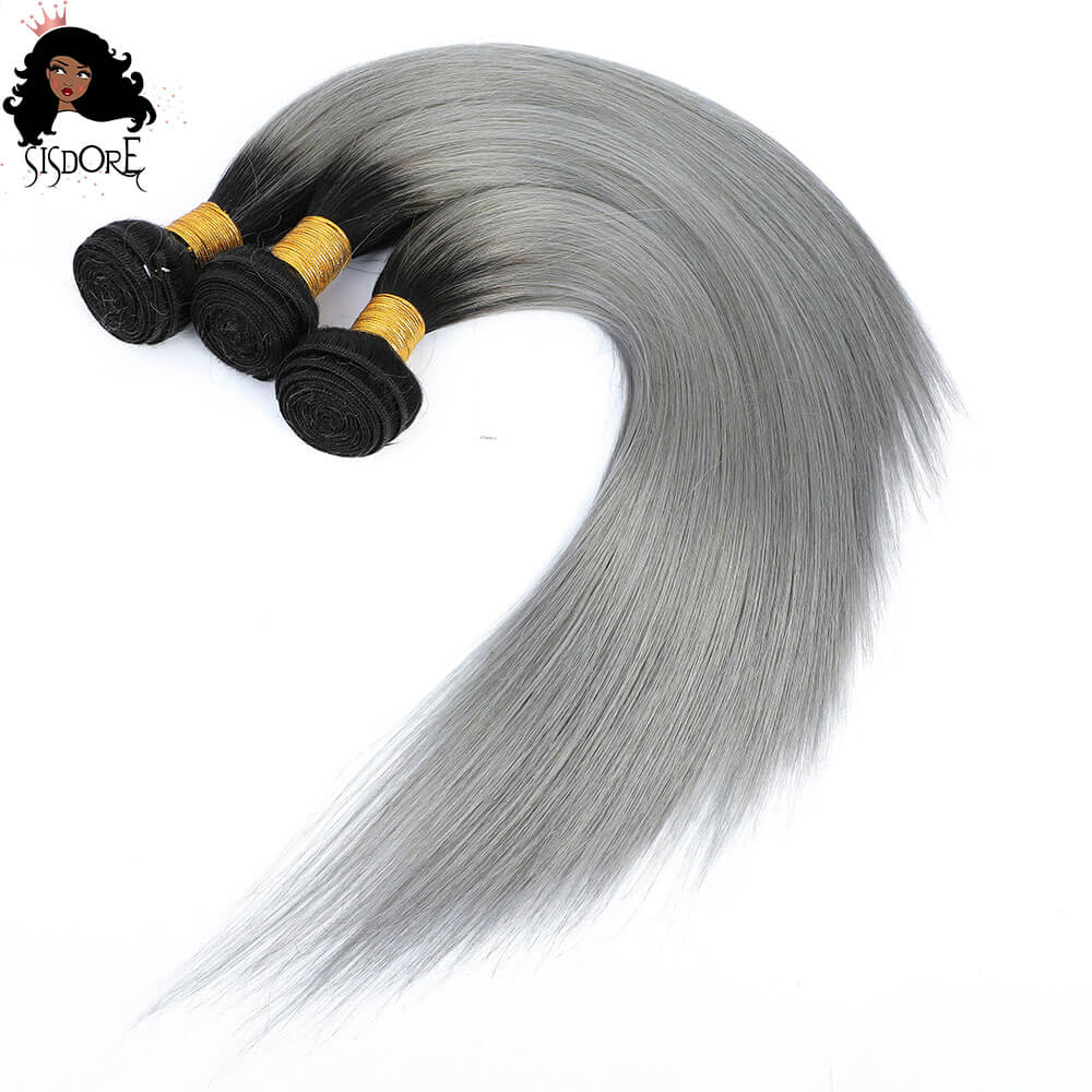 Silver Gray Ombre Straight Hair Bundles