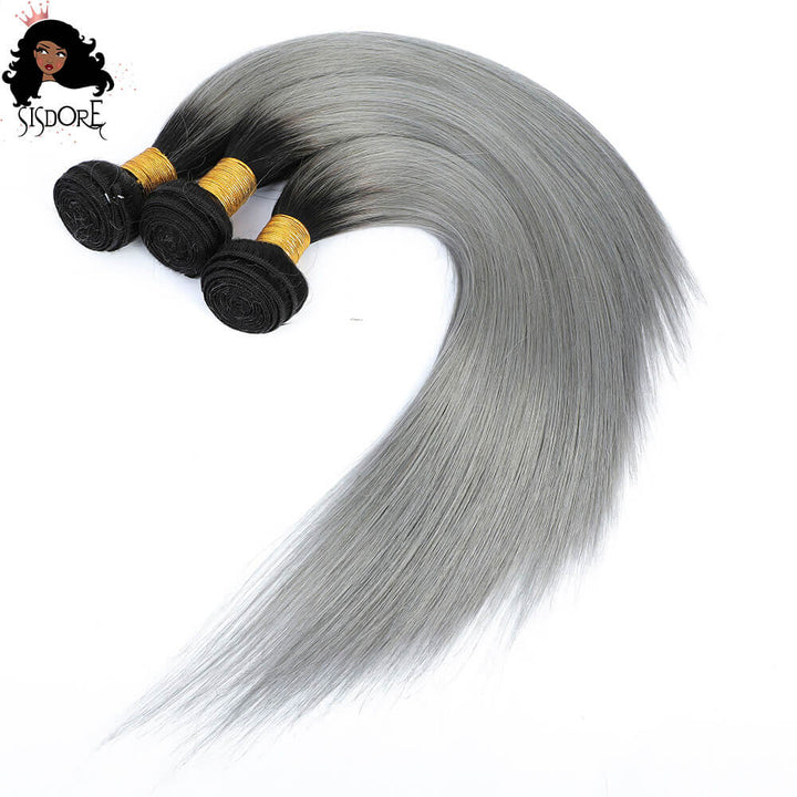 Silver Gray Ombre Straight Hair Bundles
