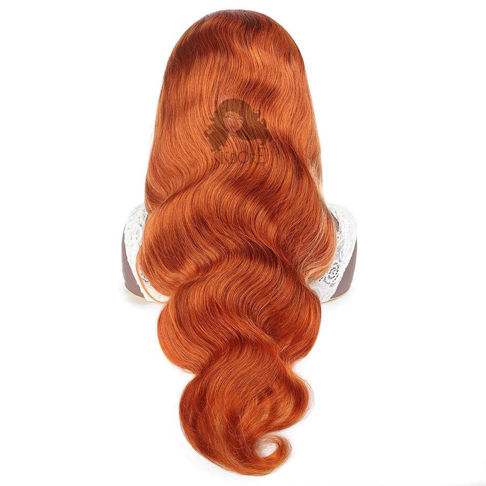 #613/350 Orange With Blonde Highlight Color Body Wave Human Hair Lace Front Wigs
