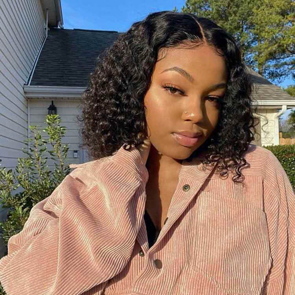 Curly Black Bob Wig