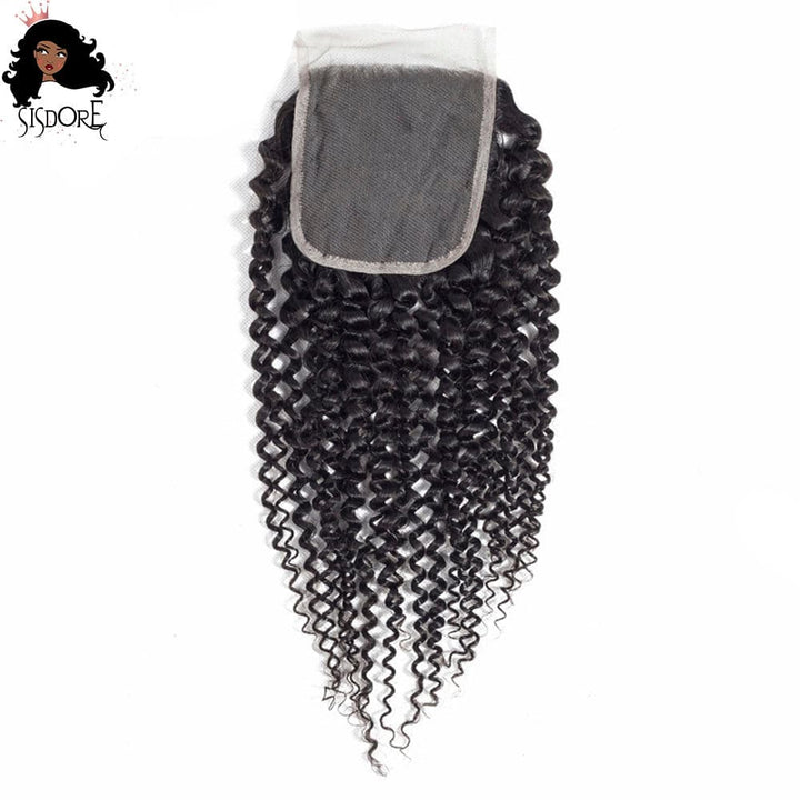 Sisdore kinky curly human hair 4x4 lace closure