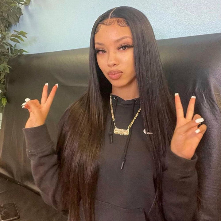 Sleek Black Straight Wig - Human Hair Full Lace & 360 Lace Wigs