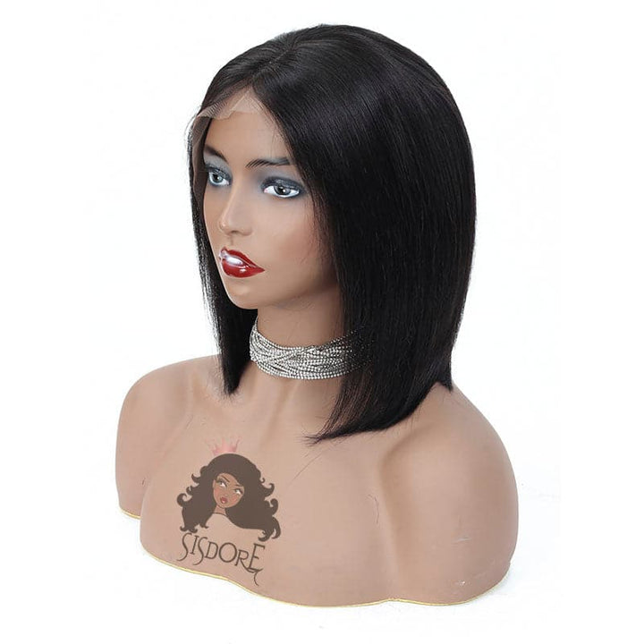 Straight Black Bob Wig 12 inch