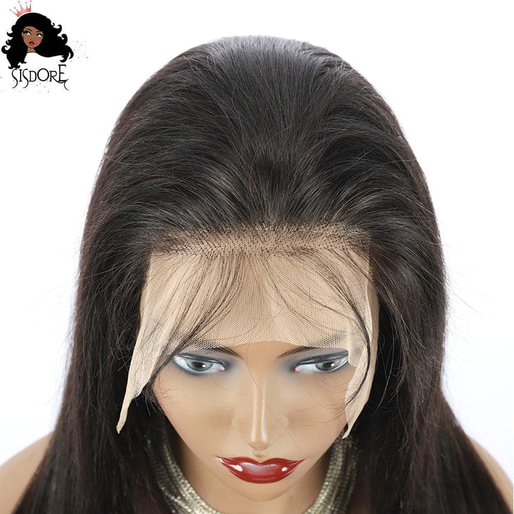Straight Black Human Hair HD Lace Front Wig Natural Hairline