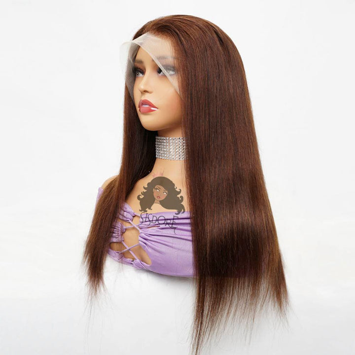 Straight Dark Brown Lace Front Wig Color 4