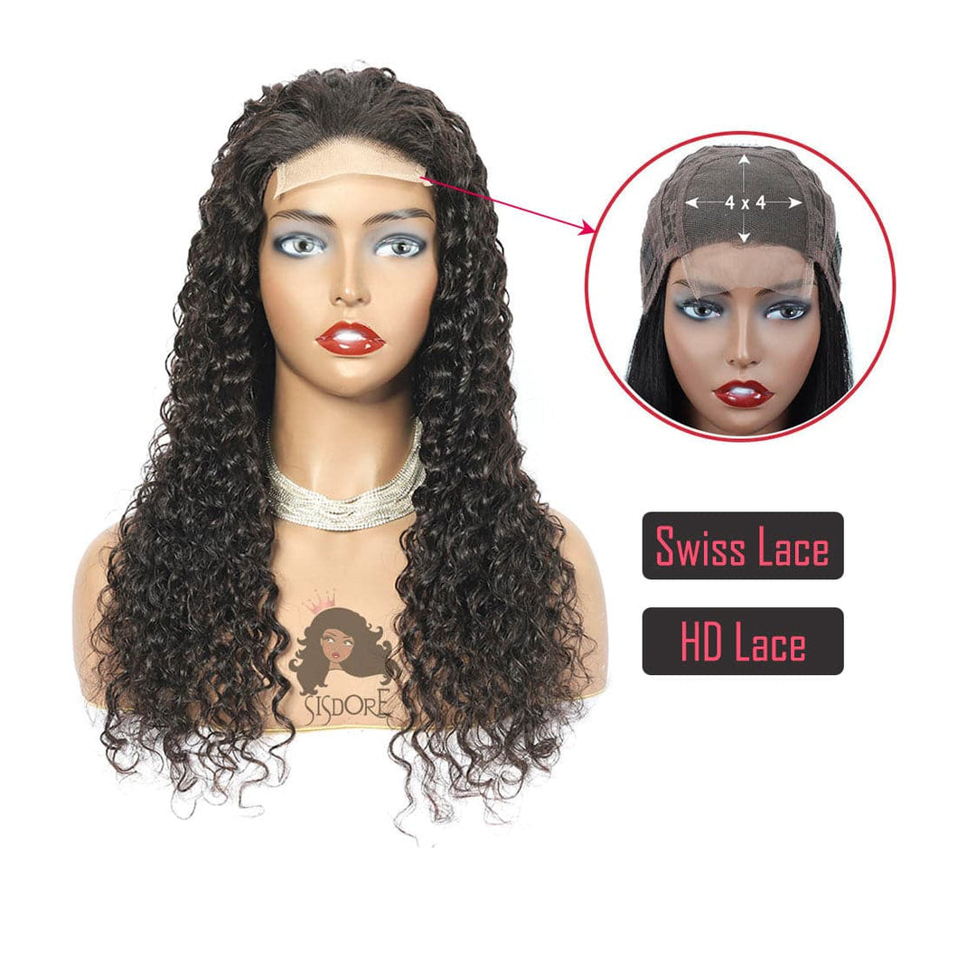 Wet and wavy 4x4 closure wig