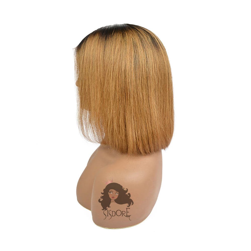 auburn bob wig with black roots