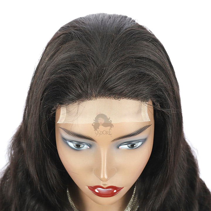Natural black body wave wig with 4x4 closure HD lace