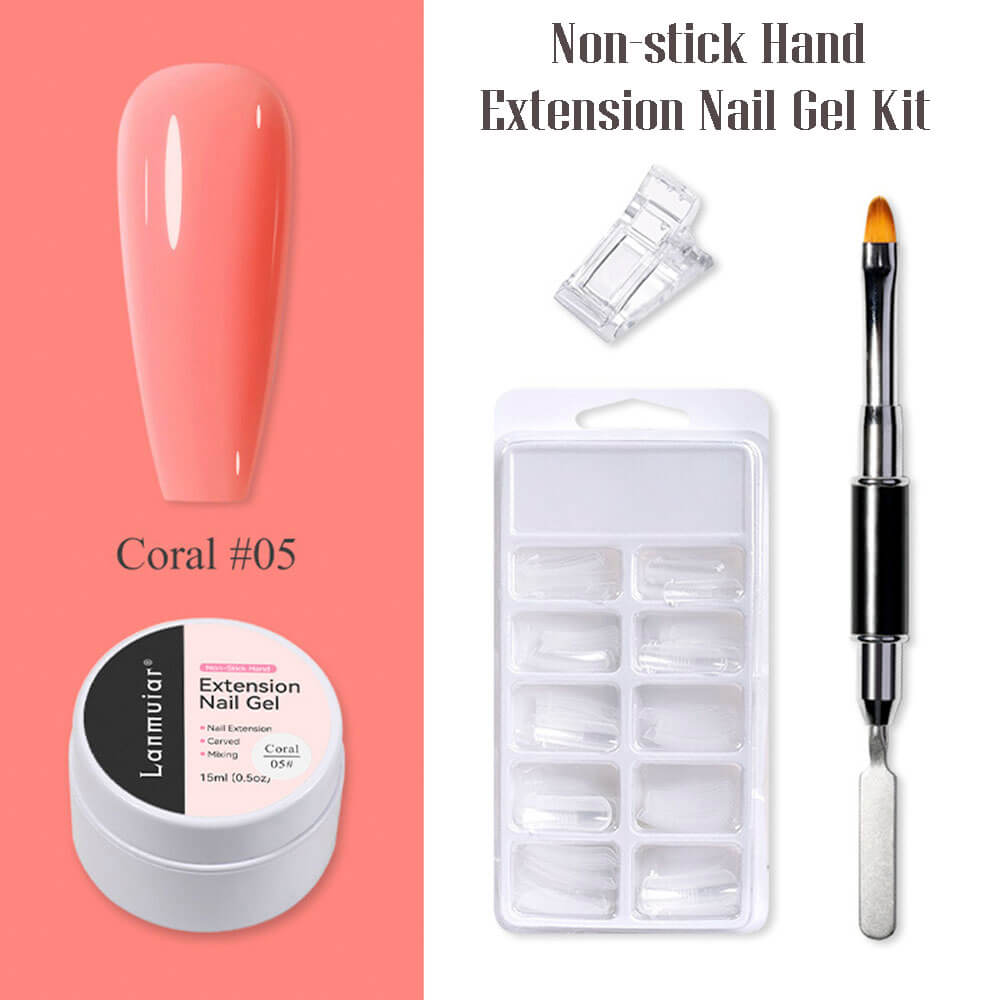 nail extension builder solid gel kit coral color