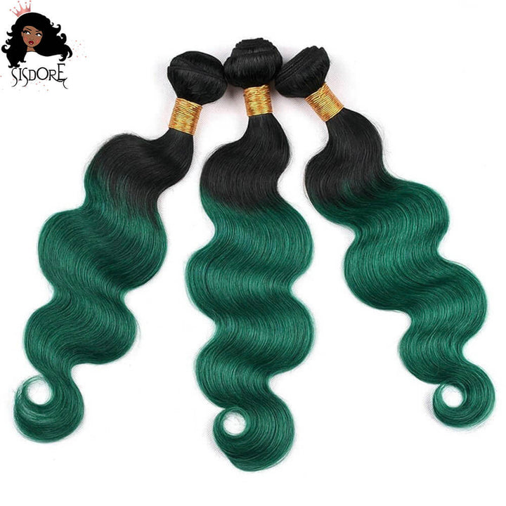dark green ombre hair body wave bundles