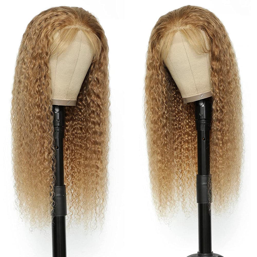 honey blonde curly wig human hair
