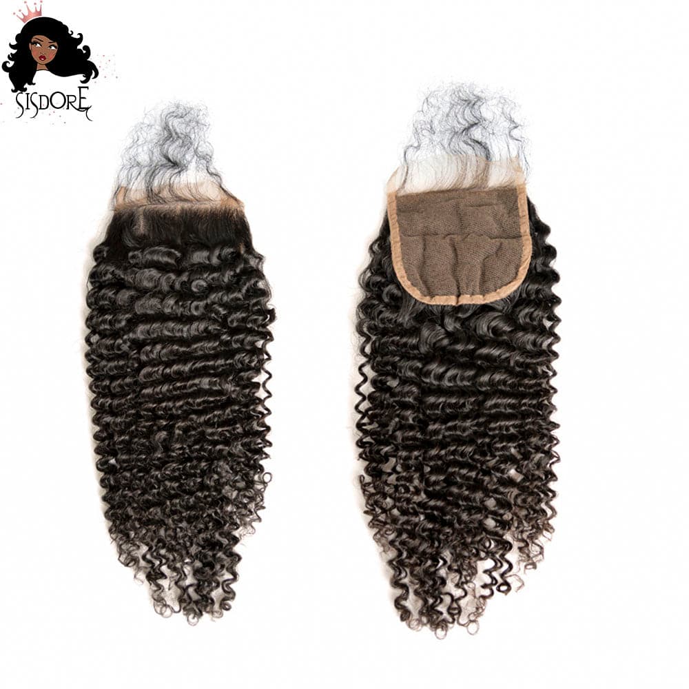 kinky curly 4x4 lace closure black hair