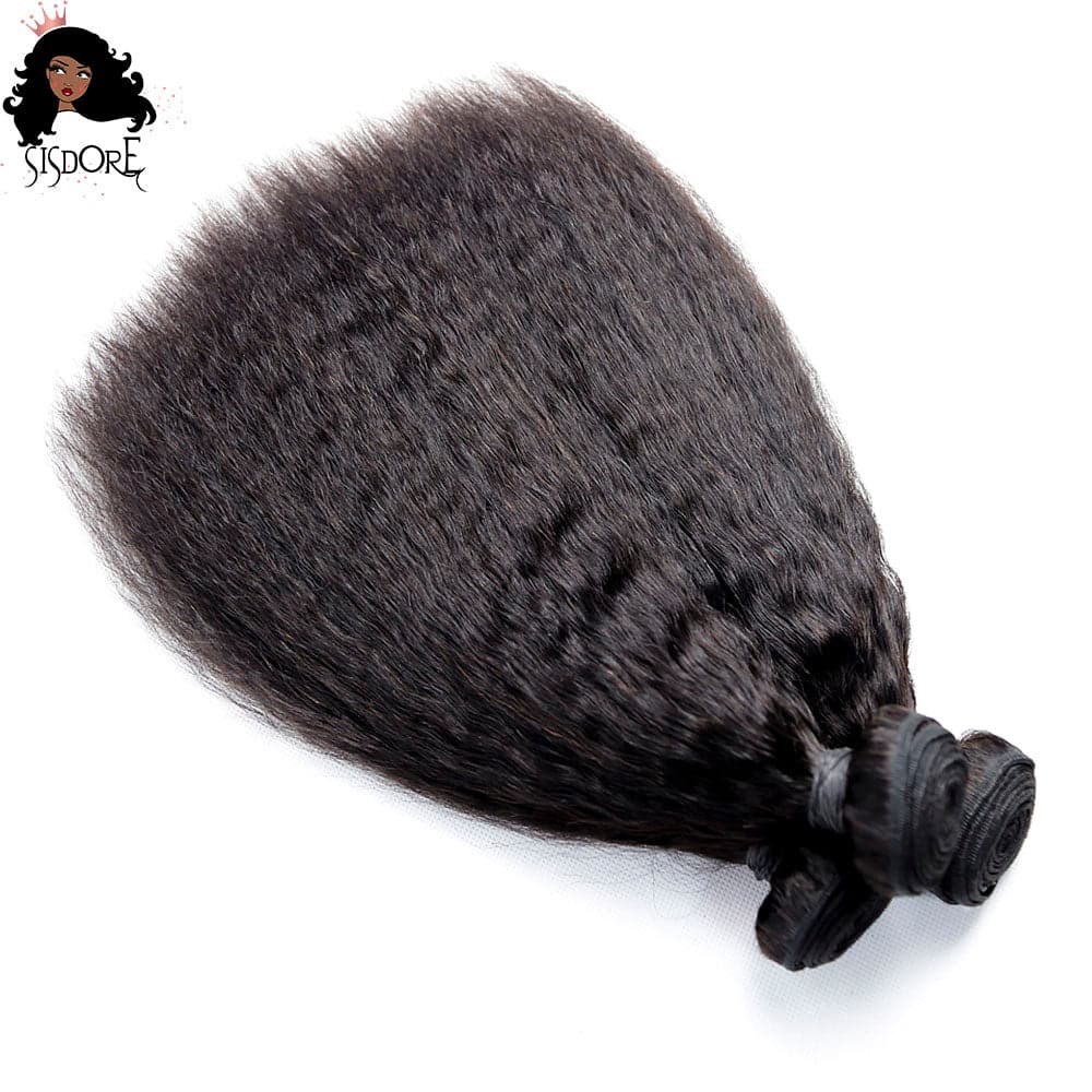 kinky straight black human hair weaves 3 bundles