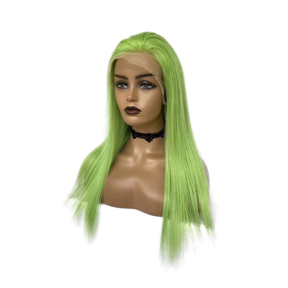 lime green human hair wig