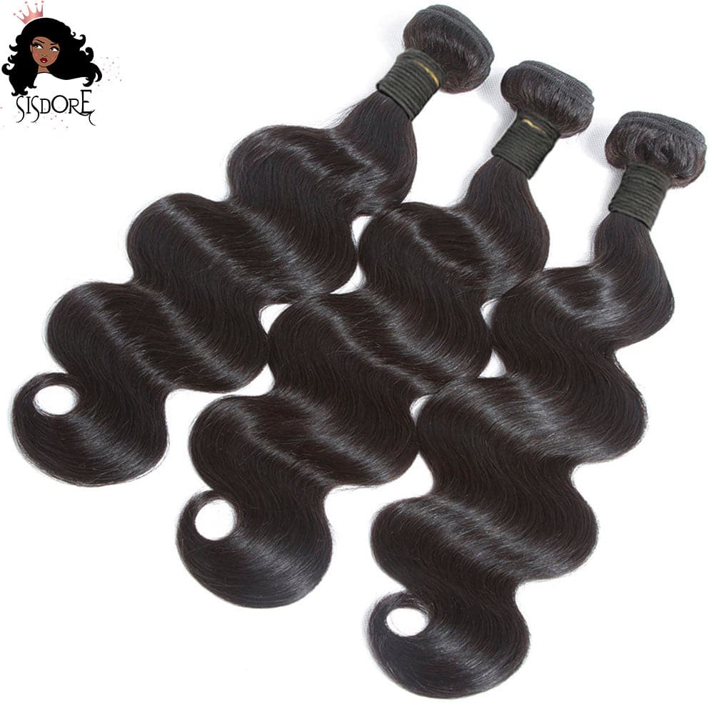 natural color #1b body wave hair weaves 3 bundles