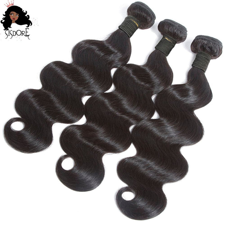 natural color #1b body wave hair weaves 3 bundles
