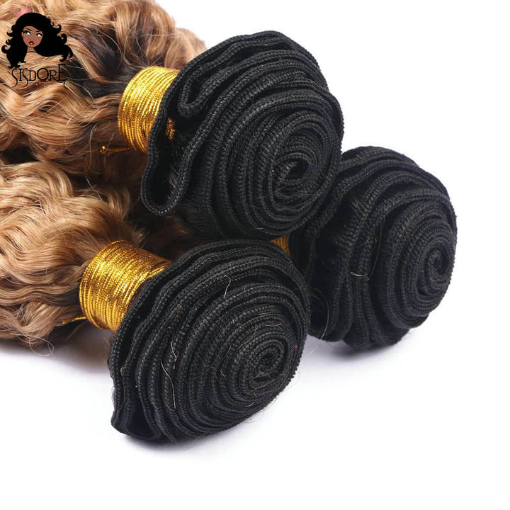 ombre deep wave hair weaves with black roots