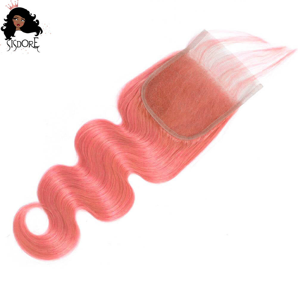 pink lace closure body wave hair