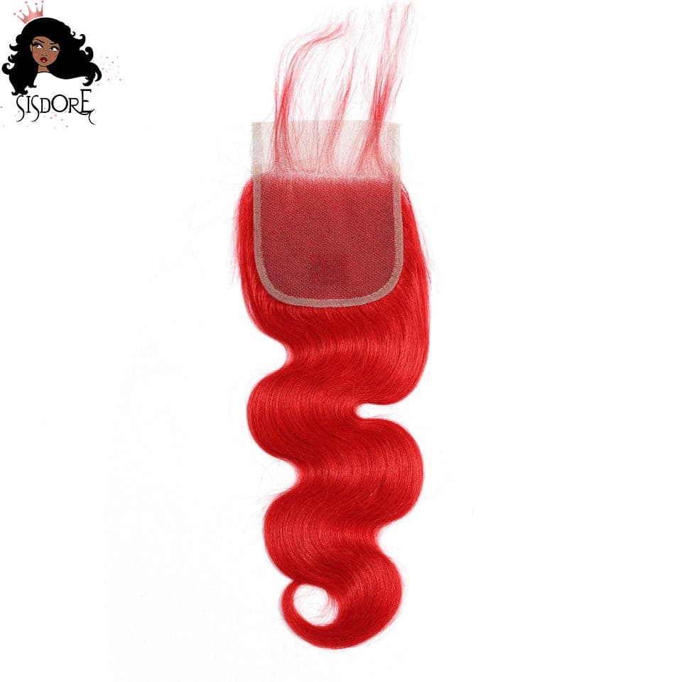 red body wave 4x4 lace closure with baby hair