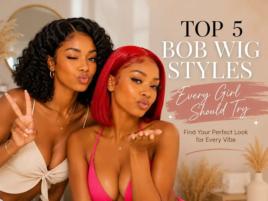 two stylish women wearing trendy bob wigs for summer and everyday styling