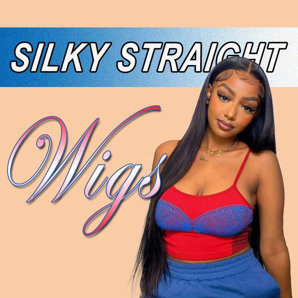 Silky straight human hair wigs