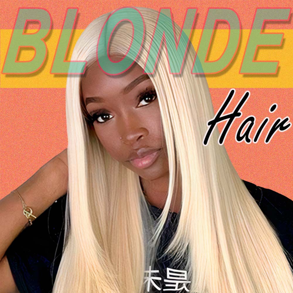 Blonde human hair bundles with closure and lace frontals