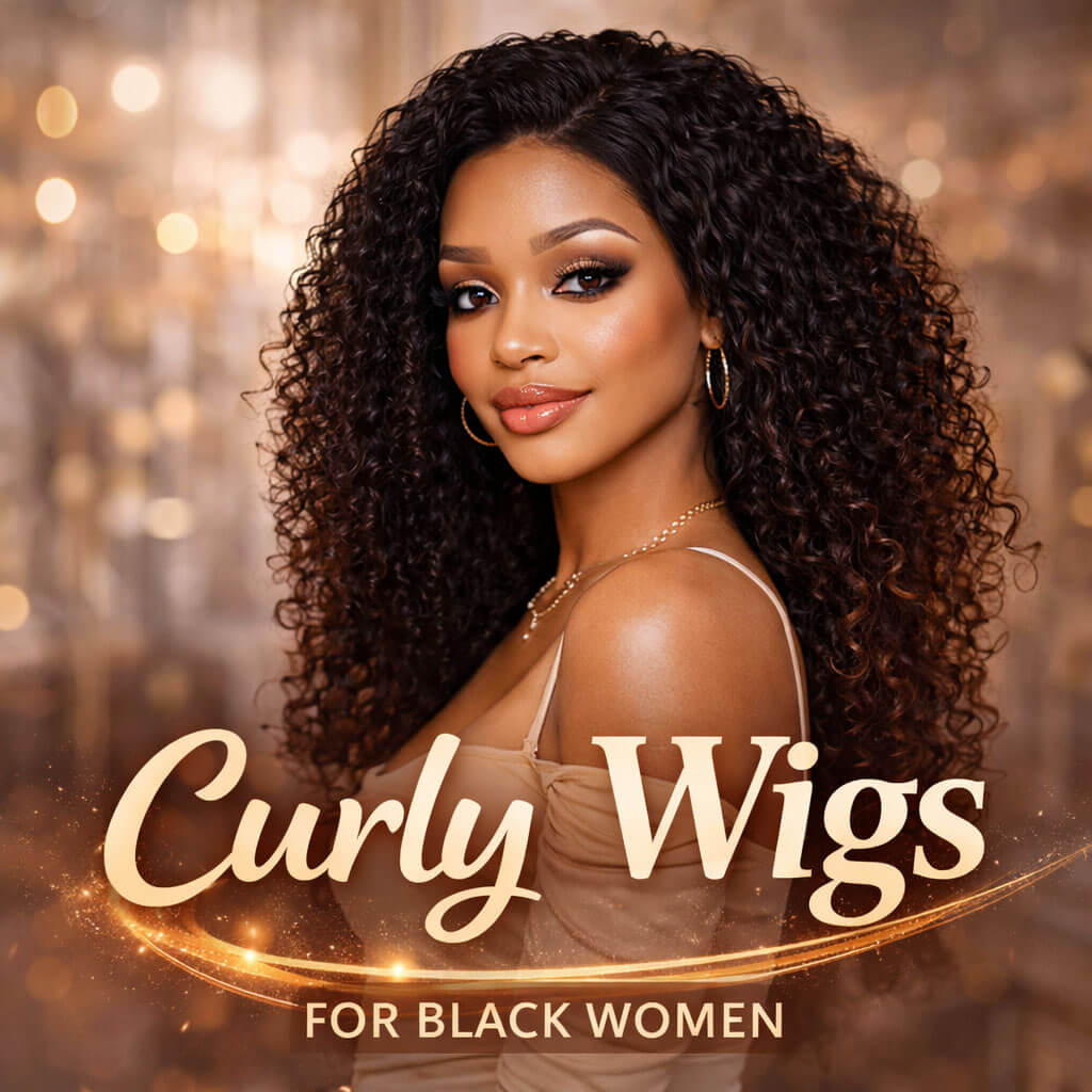Voluminous curly human hair wig for Black women with natural lace front and defined curls,