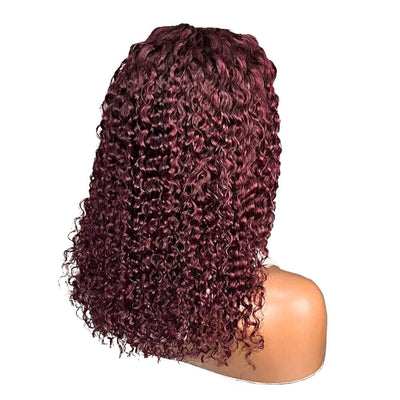 Burgundy Curly Hair Lace Front Wig Color 99j