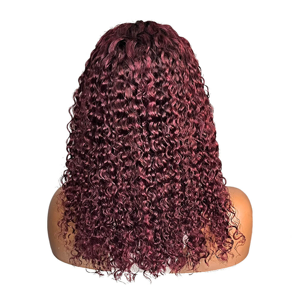 Burgundy Curly Hair Lace Front Wig Color 99j