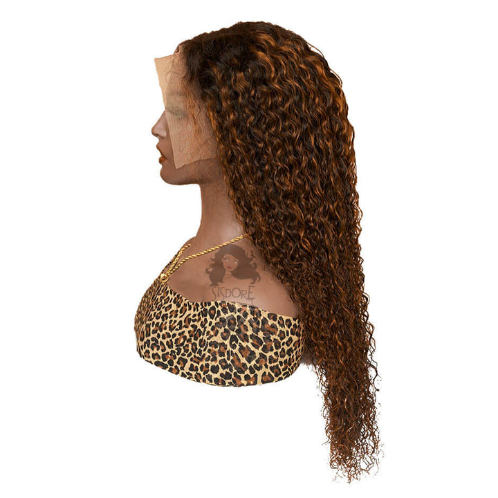 Auburn Highlights Jerry Curly Human Hair Lace Front Wig 1B/30