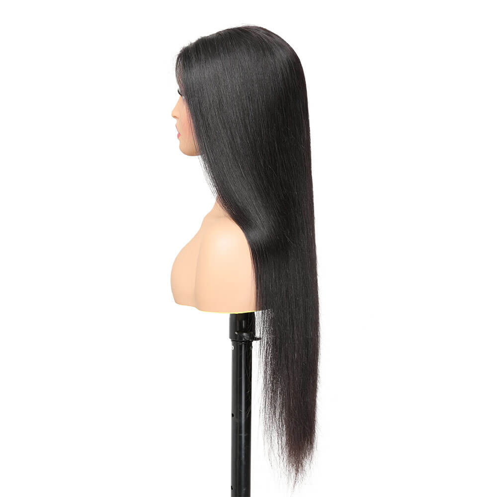 Black Straight Hair Glueless Wig, Wear and Go Wigs Pre Cut HD Lace