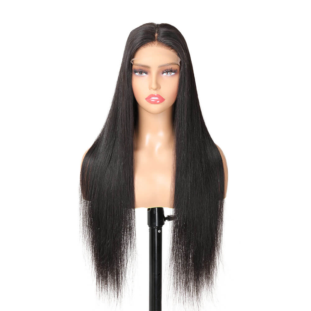 Black Straight Hair Glueless Wig, Wear and Go Wigs Pre Cut HD Lace