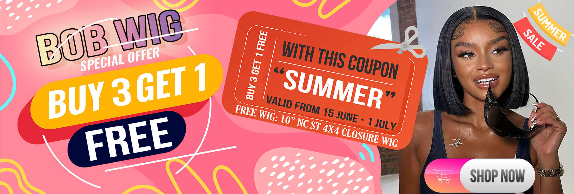 SISDORE HAIR summer sale bob wigs buy 3 get 1 free