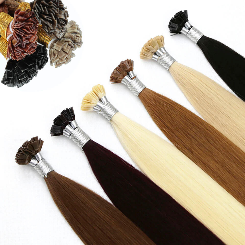 Flat-tip remy human hair extensions