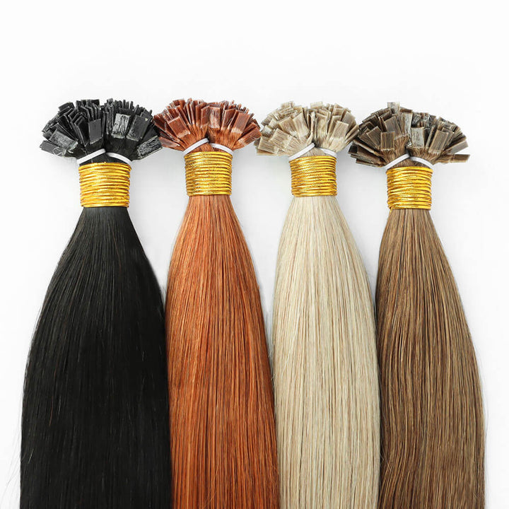 Flat-tip remy human hair extensions